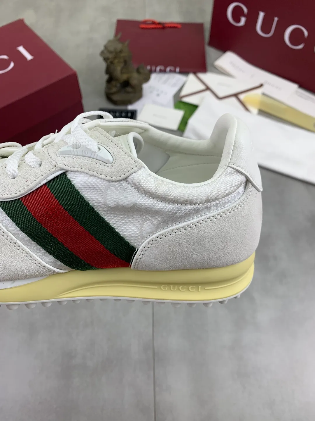 Men's shoes 💰P640 New Gucci Gucci Top version Latest catwalk style Re-Motion series Thick-soled casual sports shoes Original purchase and development ▪️Fabric: Original custom imported first-layer cowhide ▪️Sole: Original molded TPU material ▪️Sole thickness: 3.5CM ▪️Size: Men 39-45 Color: 8️⃣ colors available, boutique packaging